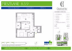 3 pokoje, mieszkanie 65,15 m², piętro 3, oferta nr B.3.9, Crocus Hill, Szczecin, Śródmieście, Śródmieście Północ, ul. Jerzego Janosika 2, 2A, 3, 3A